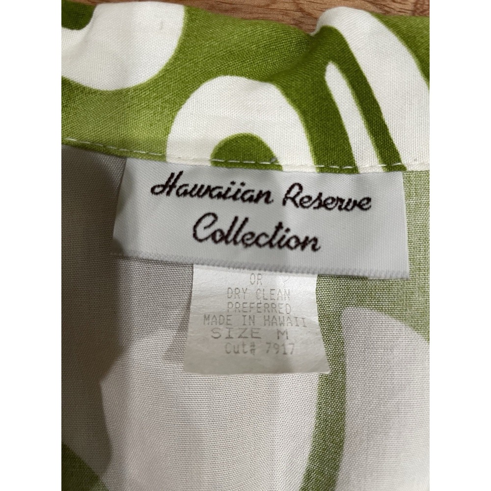 Vintage Hawaiian Reserve Women's M Short Sleeve Tropical Shirt Green White - Picture 6 of 6